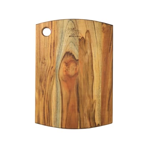 Image of SUPERMOM Chopping Board Wood 1 Pc - Teak Wooden Cutting Board for Vegetables, Fruits, Meat and Cheese - Antibacterial, Durable, BPA-Free, Non-Slip Kitchen Chopping Board for Cooking and Food Prep