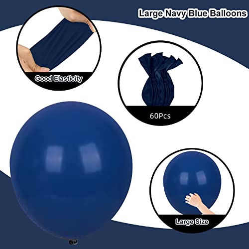 Image of Navy Blue Latex Balloons 12inch, 62pcs Helium Dark Blue Balloons for Party Decorations Cowboy or Arch Decor, Matte Blue Balloon for Birthday, 4th of July, Baby Shower, Wedding, with Ribbon