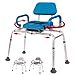 Platinum Health Carousel Sliding Shower Chair Tub Transfer Bench with Swivel Seat, Premium Padded, Pivoting Arms, Adjustable Space Saving Design for Tubs, Inside Shower, for Handicap & Seniors, Blue