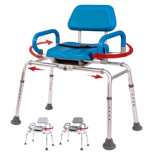 Carousel sliding transfer bench with swivel seat