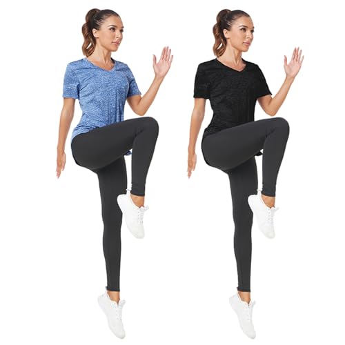 Deaviya Women's Sports T-Shirt Gym Tops V Neck UK, Short Sleeve Workout Top Running Yoga Shirts