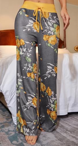 Image of Women Pajama Pants Comfy Lounge Wide Leg Casual Stretch Palazzo Drawstring Pj Bottoms Pants S-3XL
