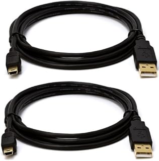 Cmple - USB 2.0 A Male/Mini B 5 PIN, 6 Feet, Black, Gold Plated (Pack of 2)