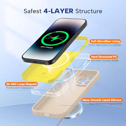 Image of Miracase Magnetic for iPhone 14 Pro Max Case, [Soft Anti-Scratch Microfiber Lining], Compatible with MagSafe, Silicone Shockproof Protection Phone Case for iPhone 14 Pro Max,Sand