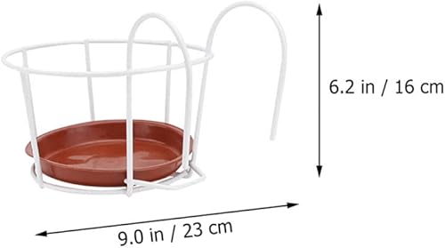 Miniatura 2 de Juego de 5 soportes colgantes para plantas colgantes, cestas colgantes de hierro para macetas, barandillas redondas con bandeja para balcón, patio,