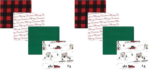 Image of Hudson Baby Unisex Baby Cotton Flannel Receiving Blankets, Christmas Scene, One Size (Pack of 2)