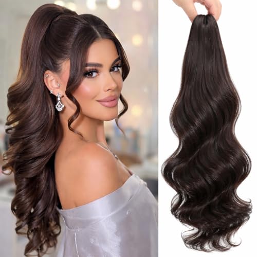 Limerence 20 Inch Long Wavy Claw Clip Ponytail Extension - Synthetic Hair Piece for Women & Girls, Clip-on Ponytail Extensions (Dark Brown) Limerence 20 Inch Long Wavy Claw Clip Ponytail Extension - Synthetic Hair Piece for Women & Girls, Clip-on Ponytail Extensions (Dark Brown)
