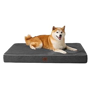 EHEYCIGA Cama Perro Grande Impermeable, Colchon Perro Ortopedica Espuma Viscoelástica, Colchoneta Cojin Perro con Lavable Desmontable Funda, Gris Oscuro, 91x68x7.5cm