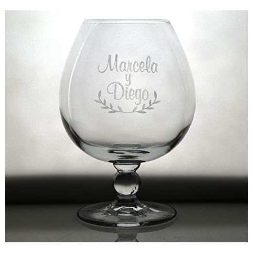 Arte-Deco Copa DE COÑAC grabada con Nombres Y Fecha Novios. Regalo para Boda, Aniversario, Día Padre o Madre, Cumpleaños, jubilación, para Hombre o Mujer