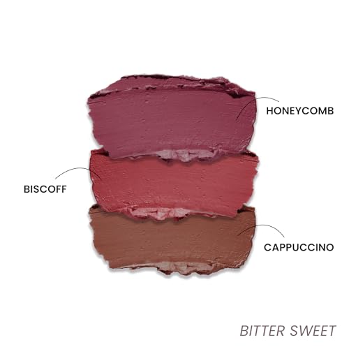 Image of LAMIOR Blurry Fudgy Matte Lip Tint Combo - Long Lasting, Transfer Proof & Hydrating Lip Tint, Enriched with Jojoba Oil, Almond, Mango & Coffee Extracts with Cushion Applicator (Bitter Sweet,Pack of 3)