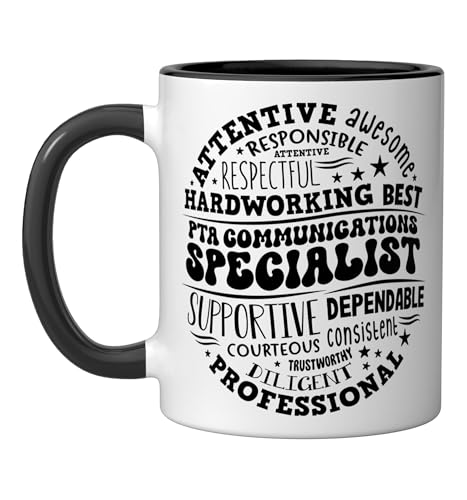 PTA Communications Specialist Team Supporter PTA Squad Ceramic Mug, Black/White