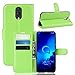 Produktbild Guran PU Ledertasche Hülle für Alcatel 3L Smartphone Flip Cover Kartenfach Wallet und Stent-Funktions Handyhülle Business Style Etui - Grün
