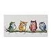 SEVEN WALL ARTS - 100% Hand Painted Oil Painting Cute Animals with Stretched Frame Artwork for Wall Decor 18 x 36 Inch (Colorful Owl)