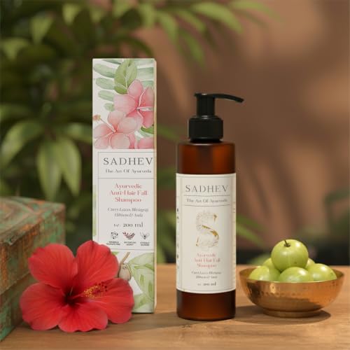 Image of Sadhev Anti-Hairfall Shampoo | Reduces Hair Fall & Promotes Hair Growth | Strengthens Roots with Bhringraj, Amla, Curry Leaf & Hibiscus | Natural, Vegan & Chemical-Free | For Men & Women | 200ml