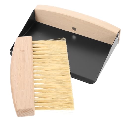 Mobestech ミニ卓上ほうきちりとり コンパクトデスクトップ掃除用具 耐久性アイアン ブナ材製 キーボードやペットの毛も対応 小型清掃ブラシ