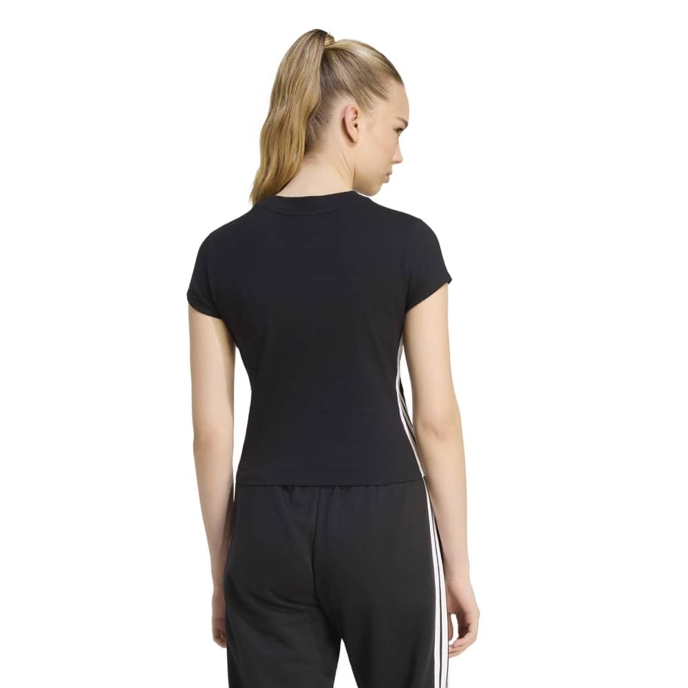 adidas Femme Essentials 3-Stripes Padded Slim Baby Shirt, Black/White, XXL
