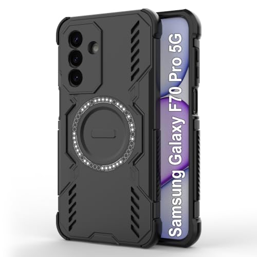 Image of Zapcase Back Case Cover for Samsung Galaxy F70 Pro 5G | Magnetic Case with Built-in Metal Ring | Supports MagSafe Charger, Wallet & Car Mount | Shockproof Hybrid PC + TPU | Black