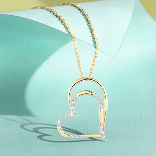 Santuzza 10K Solid Gold Heart Shape Genuine Diamond Dainty Pendant Without Chain for Women3