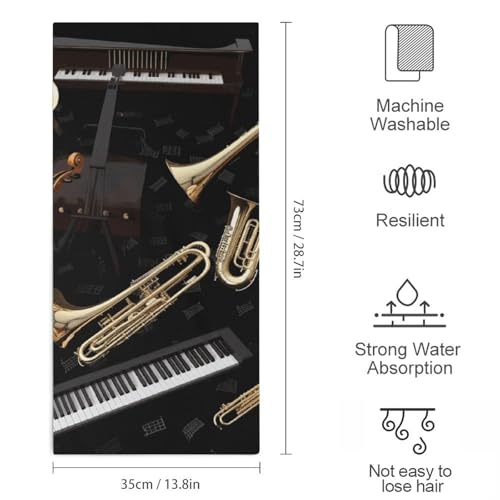 Serviette de bain en microfibre 72x35 cm avec imprimé instruments de musique pour les mains