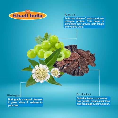 Image of Khadi Natural Herbal Amla Bhringraj Shikakai Shampoo, Pack of 1, 200ml, for Men & Women