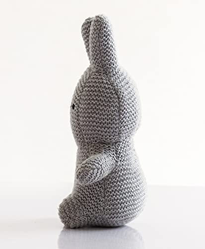 Image of Pluchi Cotton Knitted Grey Bobby Bunny Soft Toy for Babies & Kids 19cm x 13cm
