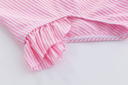 Image of LIZENS Girls One Piece Swimsuit, One Shoulder Ruffled Hem Bathing Suit Swimwear for Summer, Flounce Striped Girls Bikini
