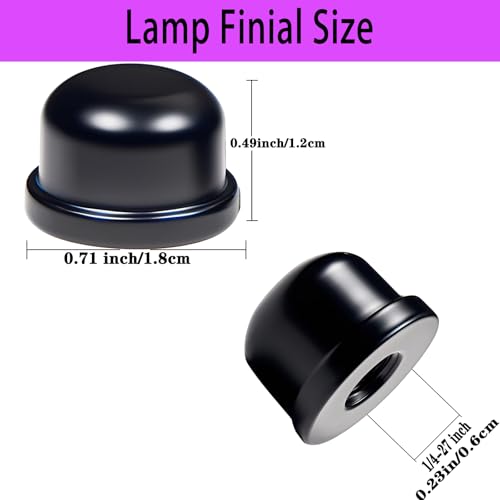 Image of Black Lamp Finials, 1 /4-27 Thread, 1 /2 Inch Lamp Shade Nuts for Harp Tops | 8 Packs Finish Metal Finials with 1 /4-27 Female Threads for Compatible Table, Floor, Desk And Bedside Lamp Harps