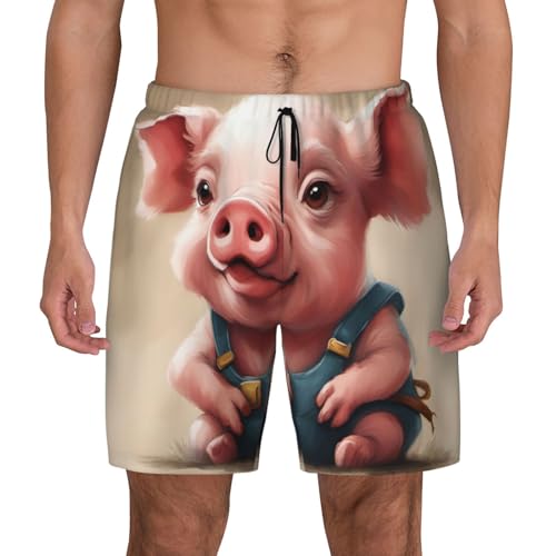 Naughty Pig Baby Men's Soft Double Swim Shorts, Lounge Swiming Shorts Pants Breathable Summer
