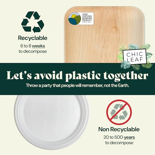 Chic Compostable Palm Leaf Plates - 10 & 7 Round Party Pack (48 pk)