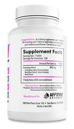 Image of Affirm Nitric Oxide Booster for Women Dietary Supplement 750mg 150 Tablets (75 Day Supply) | Improves Blood Circulation | Created by Dr. Judson Brandeis