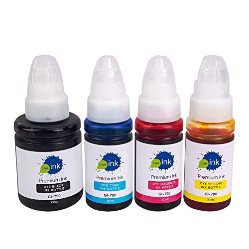 think ink Refill Ink Bottles for Canon PIXMA G3000, G2000, G2010, G4010, G3010, G2012, G 1000, G1010, G4000 Ink Tank Printers and Compatible with GI-790 Original Inks Bottle (Multicolor)