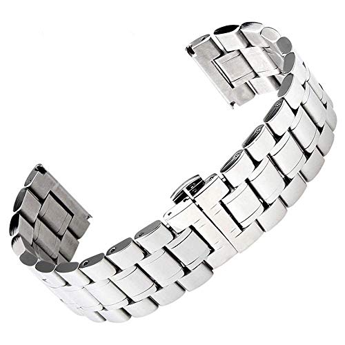 Bracelet de montre acier inoxydable argent premium 20mm 22mm pour montre business