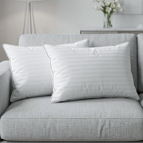 Image of AYKA Microfiber Cushion Filler Set of 2 (12x18 Inch) | Soft & Fluffy Sofa Cushions Inserts | Premium Polyester Fiber Throw Pillows for Sofa, Couch, Bed & Living Room Decor | White