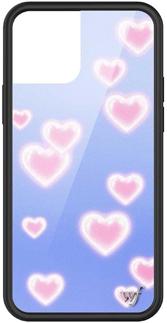 Wildflower Cases - Compatible with iPhone 12/12 Pro | Protective Black Bumper, 6.5ft Drop Test Certified, Women Owned Small Business | Blue Pink Aesthetic Dainty Cute Trendy | Dreamy Hearts