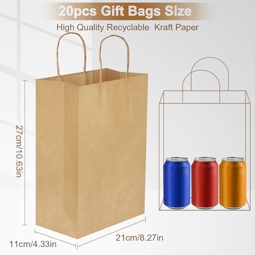 20 Pcs Brown Paper Party Bags with Twist Handles - Image 2