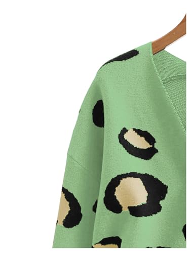 Image of WDIRARA Women's Leopard Tiger Print Cardigan V Neck Long Sleeve Color Block Button Down Sweater Outwear