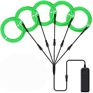 Lychee Portable 5x1 Metre Neon Lights Glowing Strobing Electroluminescent Wire Flexible Bright Neon Light EL Wire for Christmas Halloween Costume Decoration Parties (Green)