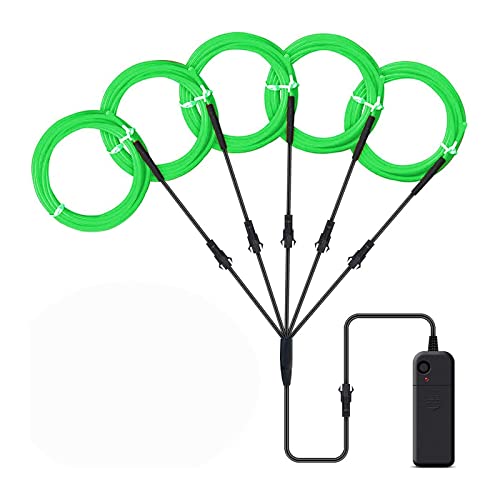 Lychee Luzes de néon portáteis de 5 x 1 m, cabo eletroluminescente brilhante, flexível, luz de néon brilhante, cabo EL para o Natal, Halloween, decoração de disfarces, festas (verde)
