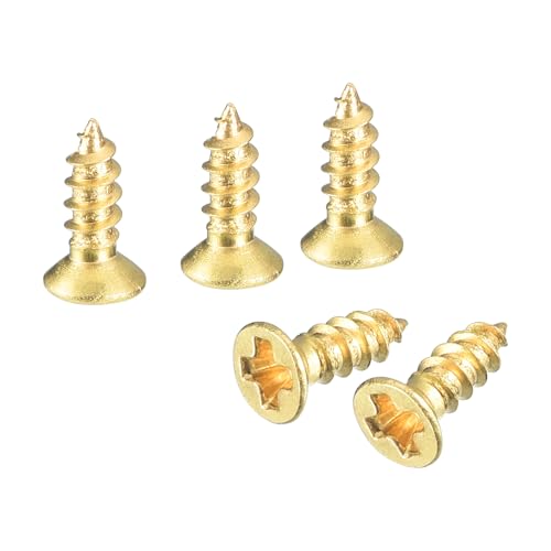 uxcell 60Pcs Tornillos de Latón para Madera, M2 x 6mm, Cabeza Plana Phillips, Tornillo Autorroscante para Madera para Bisagras de Puertas, Muebles de Madera y Electrodomésticos miniatura 1