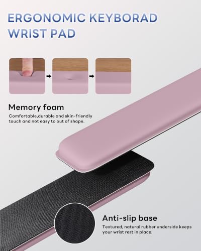Image of Laborio Computer Keyboard Wrist Rest Stand for Desktop, Keyboard Holder for Easy Typing with Wrist Pad for Office Desk, Home, School (Rose Pink)