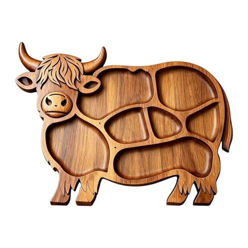Tableros de madera para charcutería – 33 x 30 x 2 cm con forma de , bandeja rústica para servir ganado, bandeja de alimentos, lateral, plato de madera de alimenticio para servir queso, mesa