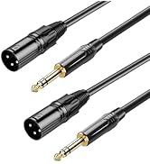 QINGLER 1/4 TRS to XLR Male Adapter Cable, 2Pack XLR to 1/4 inch (6.35mm) Stereo Balanced Microph...