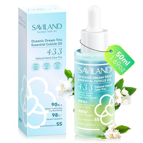 Saviland Cuticle Oil For Nails - Oceanic Dream Trio Essential Cuticle Oil Nail Repair for Damaged Nails Deeply Moisturizing & Nourishing Prevent Hangnails for Nail Care After Manicure Home Salon Use