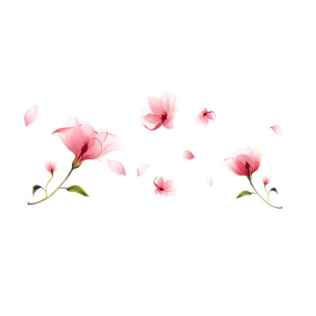 Hotaden Orchid Flower Wall Sticker Creative Wall Art Paper Bedroom Living Room Removable Pink Orchid Wall Decal For Room Decoration