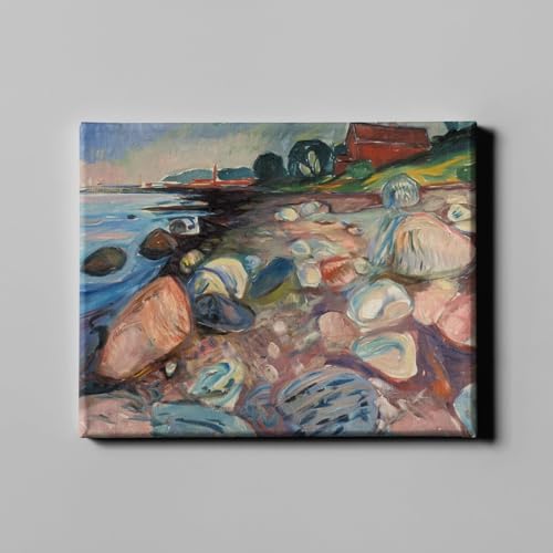 Poster Edvard Munch Shore with Red House en toile de galerie format medium pour decoration