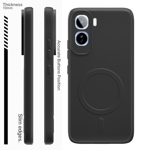 Image of Pikkme Back Cover for Vivo T5 Pro 5G Soft Matte Silicone Mag-Safe Design (Mag-Safe Not Support) Camera Protection | Slim Fit Bumper Cover (Black)