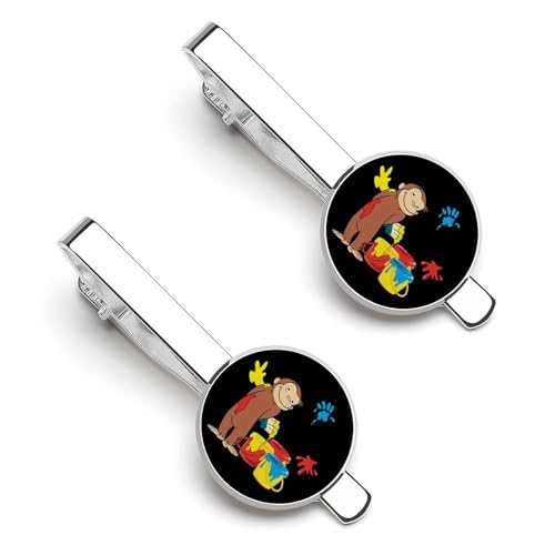 ネクタイピン 2枚セット おさるのジョージ (2) タイピン メンズ おしゃれ 結婚式 日常仕事 ビジネス 冠婚 葬祭 アクセサリー プレゼント we4rth545