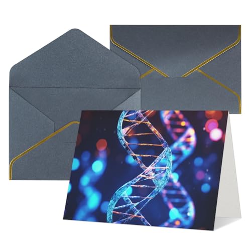 QMNSEHF 封筒付きブランクグリーティングカード Thank YouCard DNA 遺伝的ヘリックス Happy Birthdayカード 女性用 男性用 クリスマス ハロウィン 結婚式 ブランク ノートカード あらゆる機会のグリーティングカード 4x