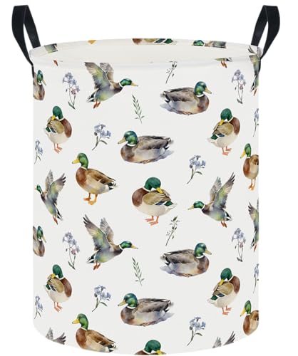 Image of CLOCOR Large Laundry Basket,Waterproof Nursery Hamper,Collapsible Fabric Storage Container,Room Decor,Gift Basket(Mallard