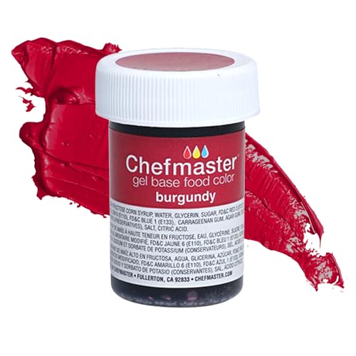 Chefmaster Burgundy Gel Food Coloring | Vibrant, Fade-Resistant Dye for Icing, Frosting, Fondant | Easy-to-Use | 1 oz | USA Made